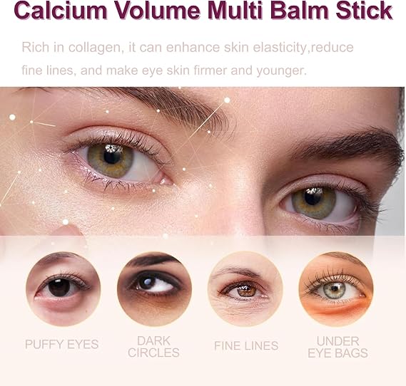 Calcium Multi Balm,Calcium Volume Multi Balm,Wrinkle Core Stick - Anti-Aging Firming Face Balm Stic/k, Korean Collagen Moisturizing Stick for Hydrating Eyes, Face & Neck Skin Care 2PCS