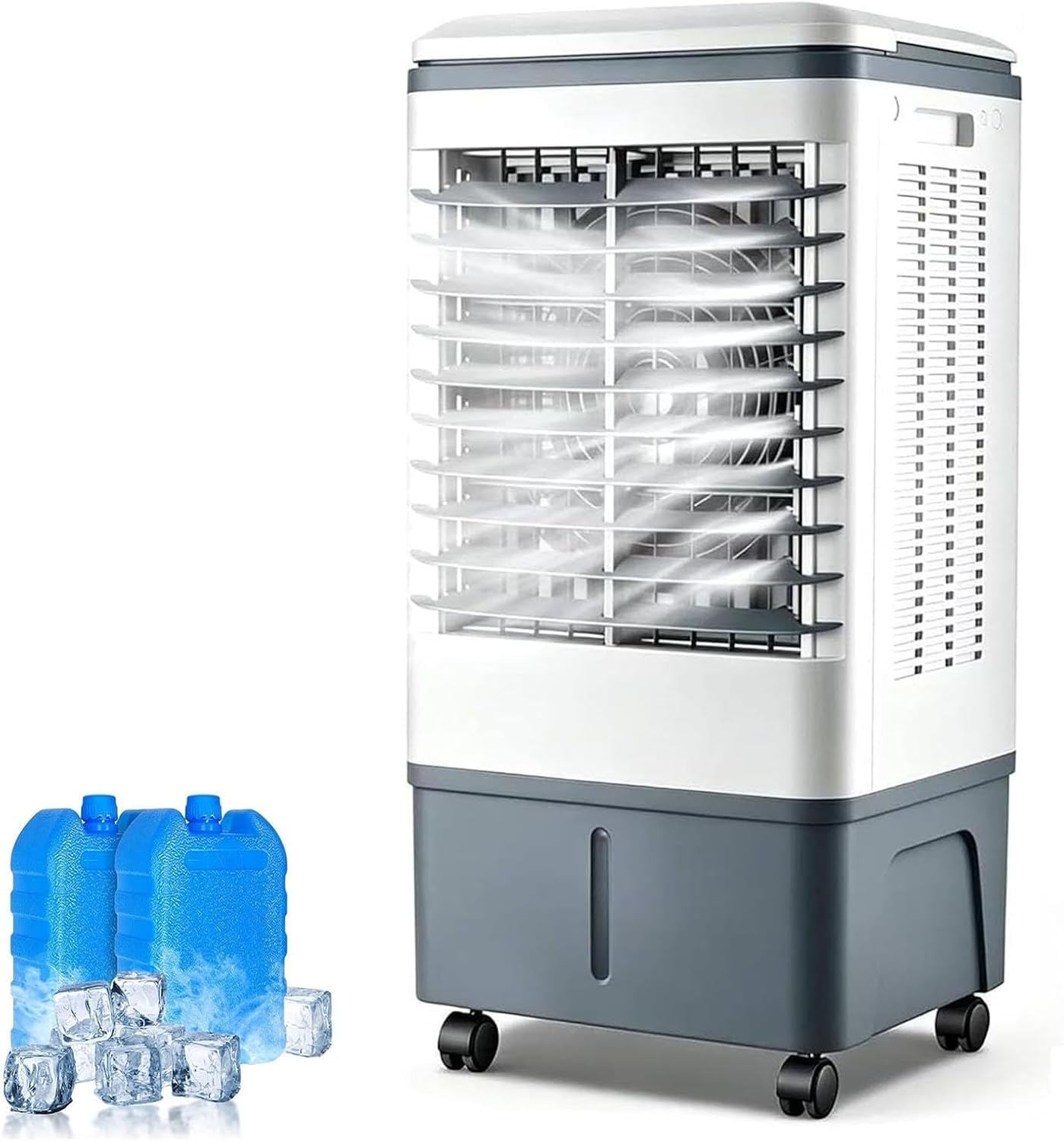 Suyaoquant Self Evaporating Portable Air Conditioner, Air Cooler Ice Pack 20L, 3‑In‑1 Fan/Humidifier, 3 Speeds, 7.5H Timer – For Garage, Bedroom, Patio, Conservatory, Quiet Operation