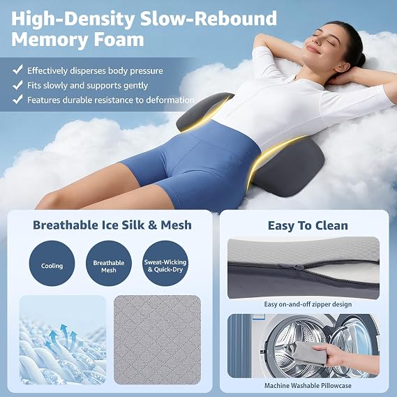 BRO Lumbar Back Support Pillow for Bed, Office, Car, Sofa, Memory Foam