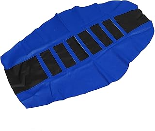 X AUTOHAUX Funda de asiento de piel sintética para motocicleta universal, antideslizante, color azul y negro