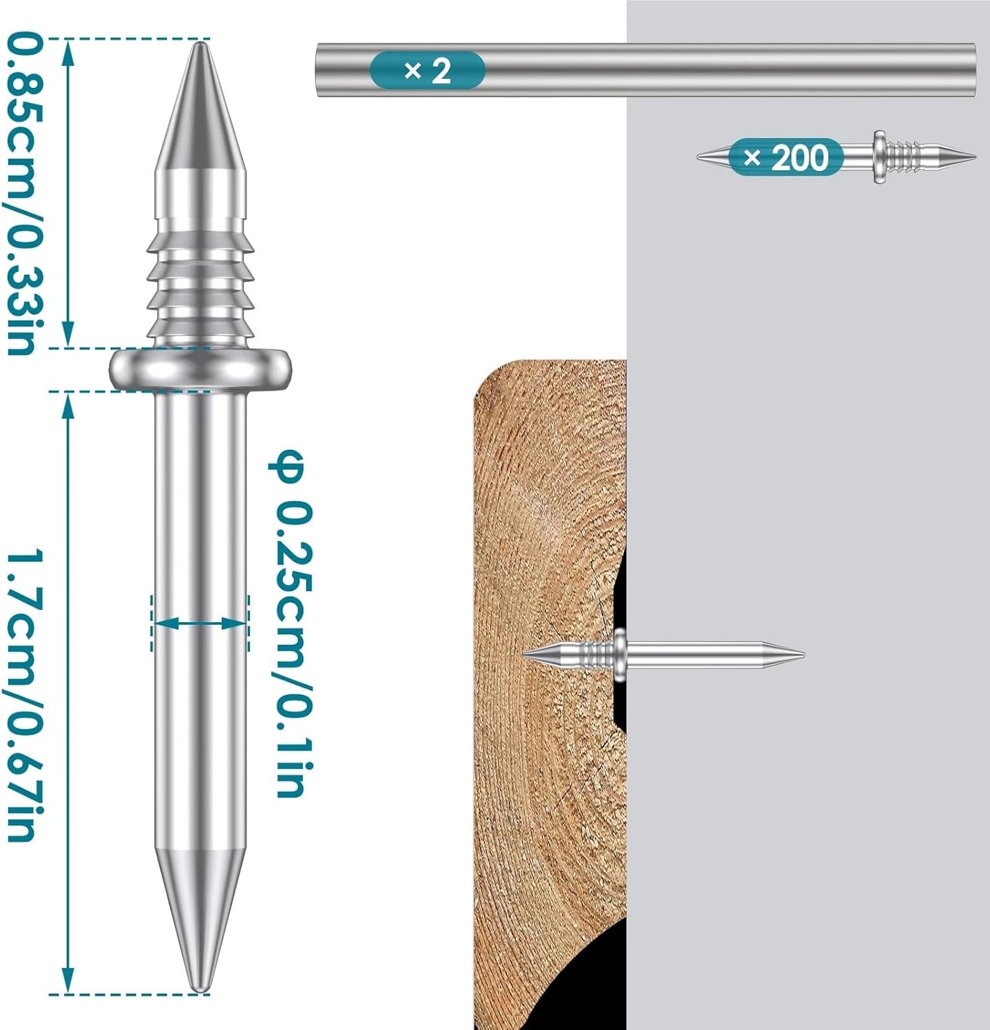 400/100 double headed invisible wooden nails, seamless nails for fastening skirting boards(200PCS)