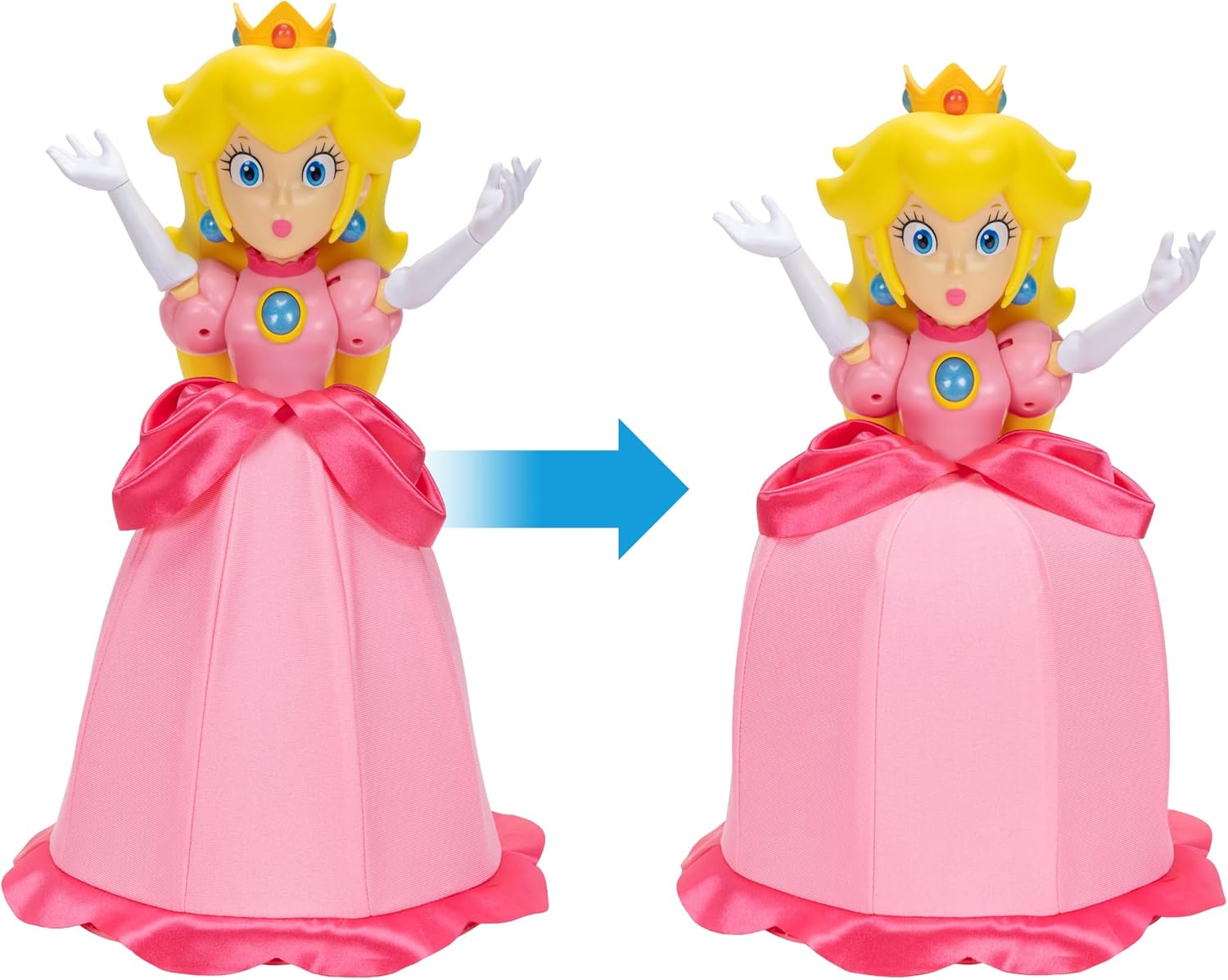 Super Mario Yours Truly, Princess Peach Collectible Action Figure Doll Stands Approximately 12 Inches TalI, with 6 Points of Articulation, 25+ Video Game Quotes, Sounds, and Music!