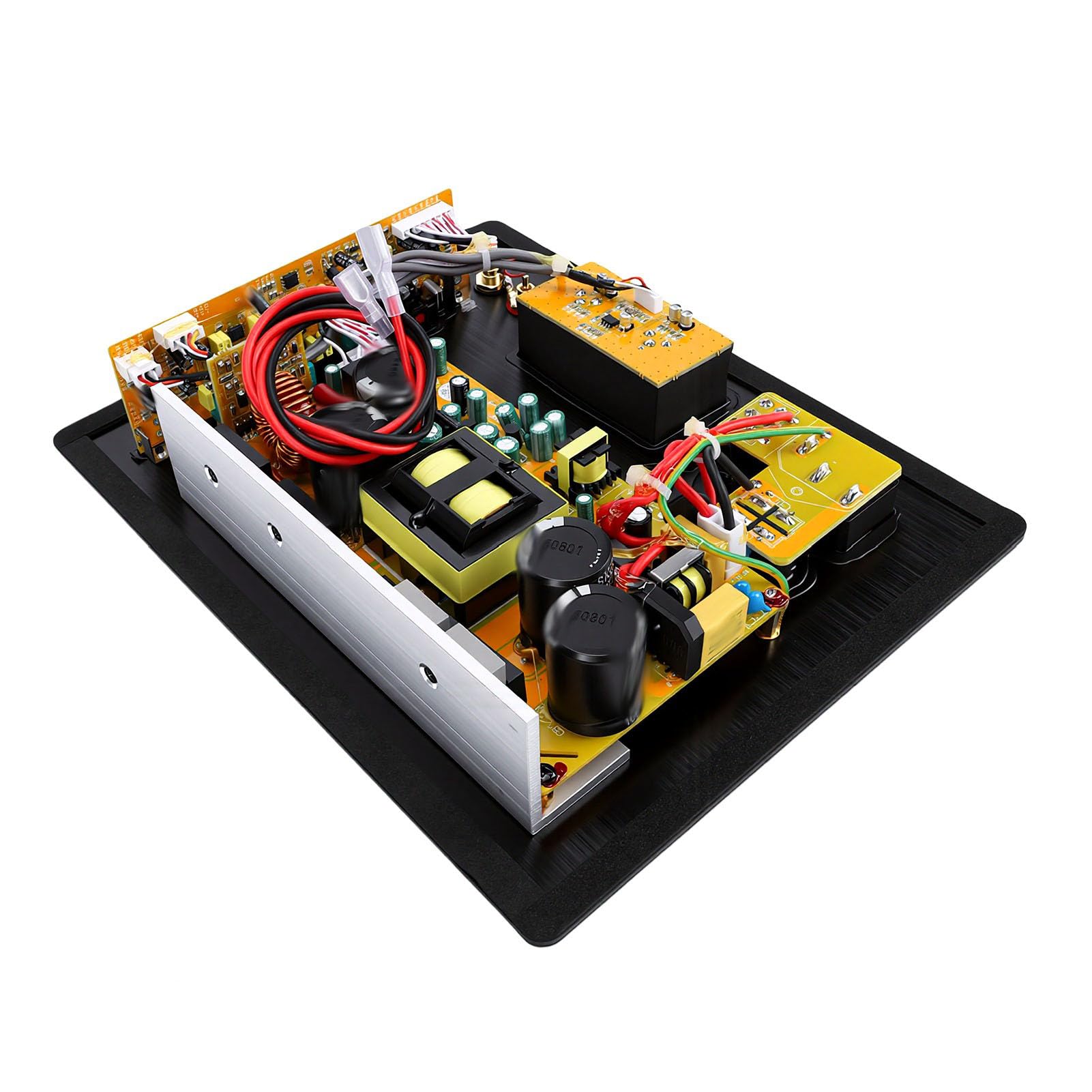 LICAEVEY Płytka Wzmacniacza Subwoofera HiFi, Metalowy moduł Wzmacniacza Mocy Klasy D 350 W RMS 400 W Max AV XLR Kontrola Fazy Wejściowej dla Kina Domowego 5.1 7.1 Użytkownicy Audio (Wtyczka UE 220 V)