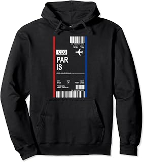 Board Ticket Boarding Pass Paris Airport Flight Passenger Pullover Hoodie