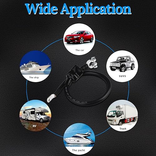 Miniatura 7 de WATERWICH Cable de batería negativo de 2 AWG calibre 2 de 20 pulgadas con 2 adhesivos termofusibles, cobre puro, conexión perfecta para barco,