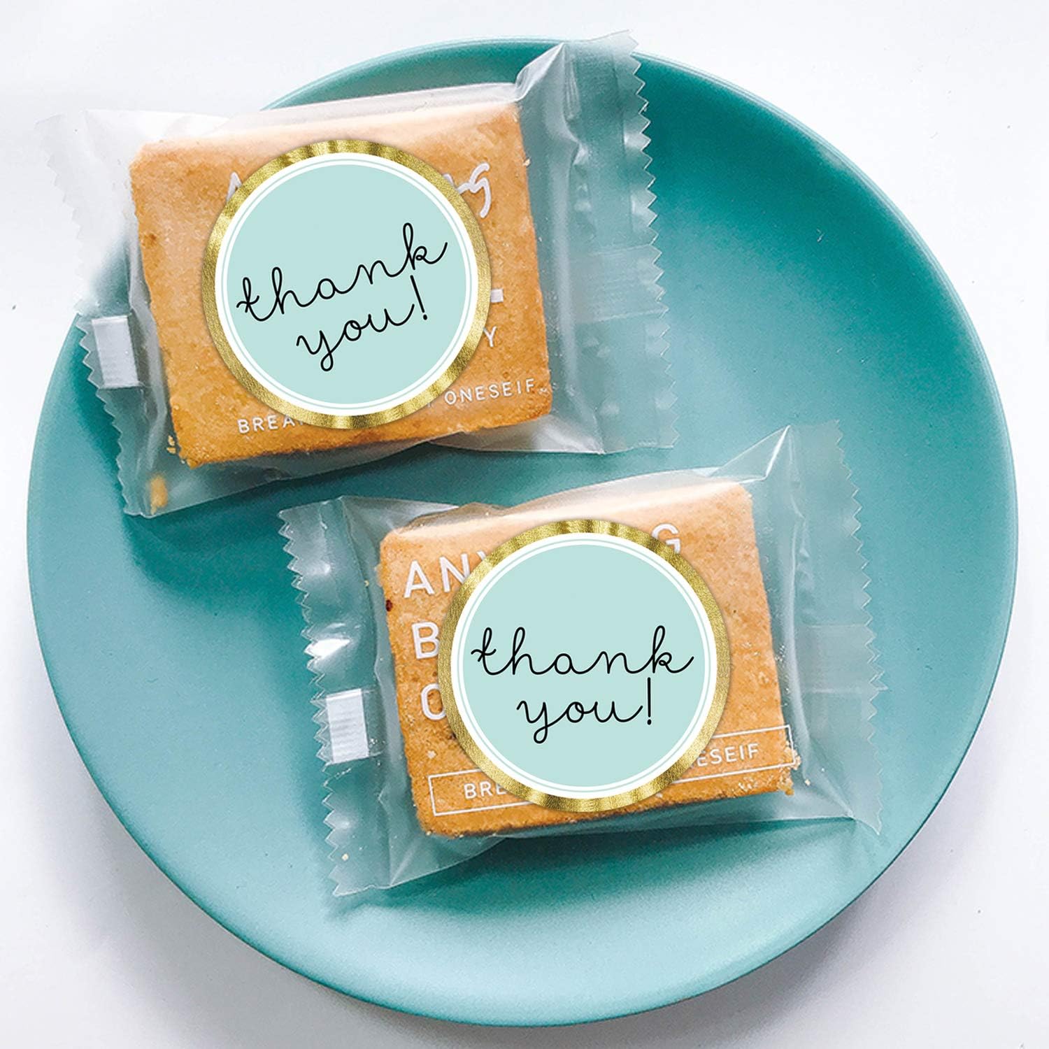 Modern Thank You Stickers - Round Blue & Chic Gold Labels, 1.4 Inch, 500 Adhesive Thank You Tags - Image 6