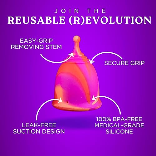 Miniatura 4 de Viva La Flow Copa menstrual reutilizable para mujeres, silicona suave de grado médico premium, diseños cómodos y divertidos, hasta 12 horas de