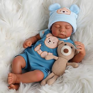 BABESIDE 20 Inch Reborn Baby Dolls Black Boy, Closed-Eye & Soft Body | Poseable Vinyl Limbs Realistic Baby Doll, Real Life Baby Doll with Care Accessories Gift for Kids Ages 3+ Pretend Play
