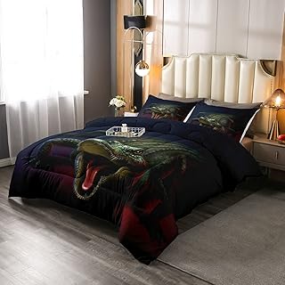 Feelyou Full Comforter for Kids Teens Women Men Crocodile Wild Alligator Comforter Set Boys Girls Soft Wildlife Bedding Set Horror Animal Bed Decor Bedding Duvet Sets Boys