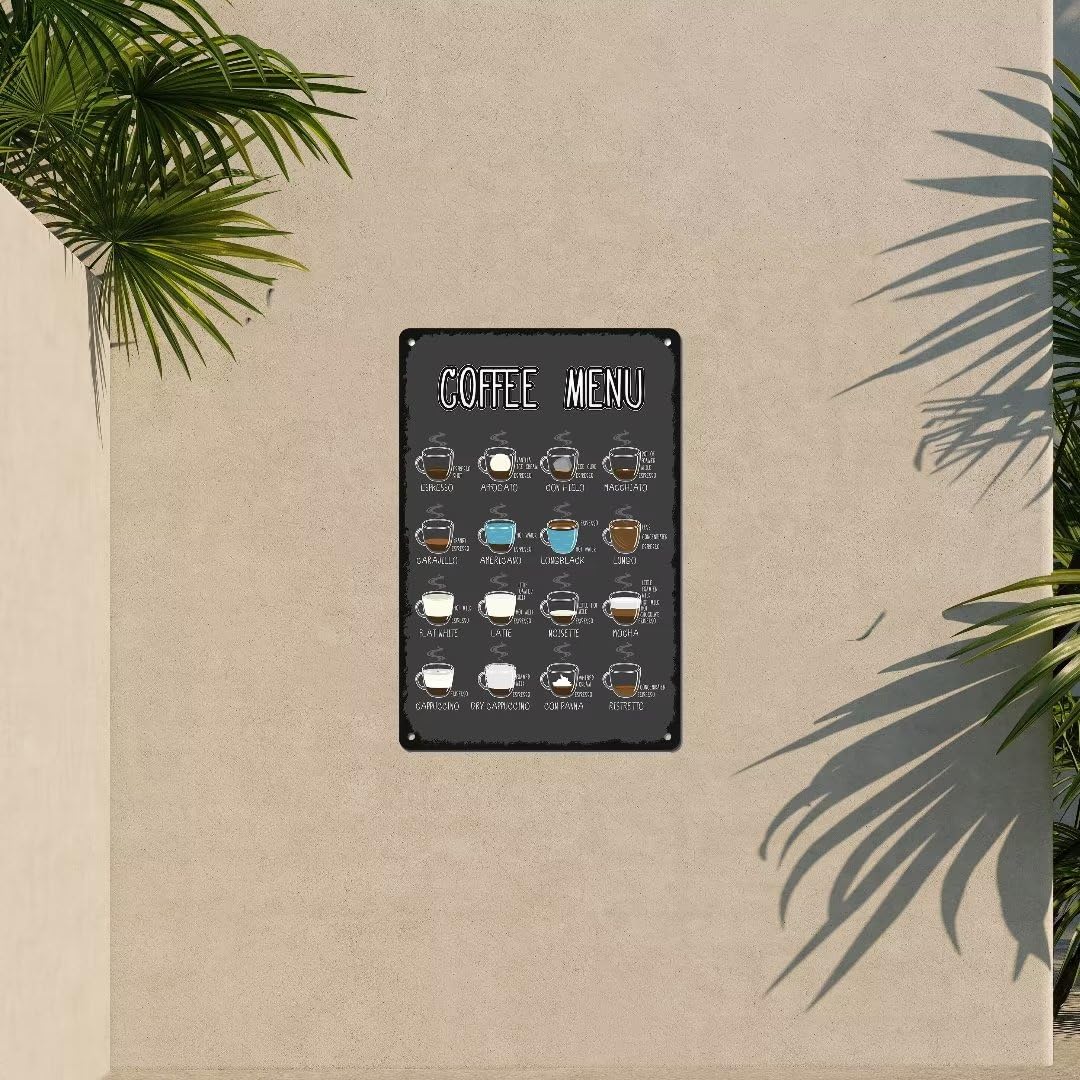 Amazon.com: MENU Metal Signs Bar Menu with Coffee Recipes Vintage