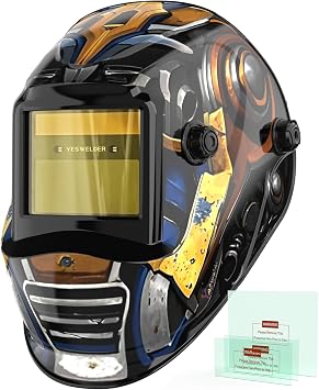 YESWELDER Auto Darkening Welding Helmet, 1/1/1/1 True Color Solar Powered Welding Hood with 2 Arc Sensors, Blue Light Blocking Welder Mask for TIG MIG ARC and Grind