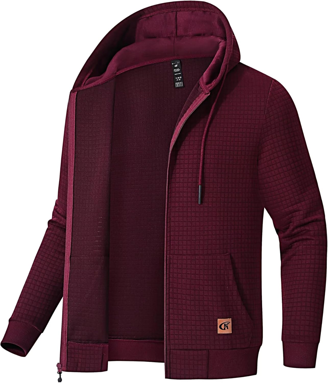 Men's Jacquard PlaidCloth Lightweight Zipper Hoodie Sweatshirt Jacket