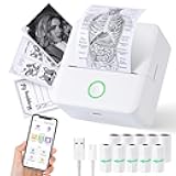 Print Pods Mini Printer, Thermal Inkless Sticker Maker with 10 Rolls Printing Paper, Pocket Printpod for phone, Impresora Portátil for Notes, Flashcards, Journal, DIY, Compatible with iOS & Android