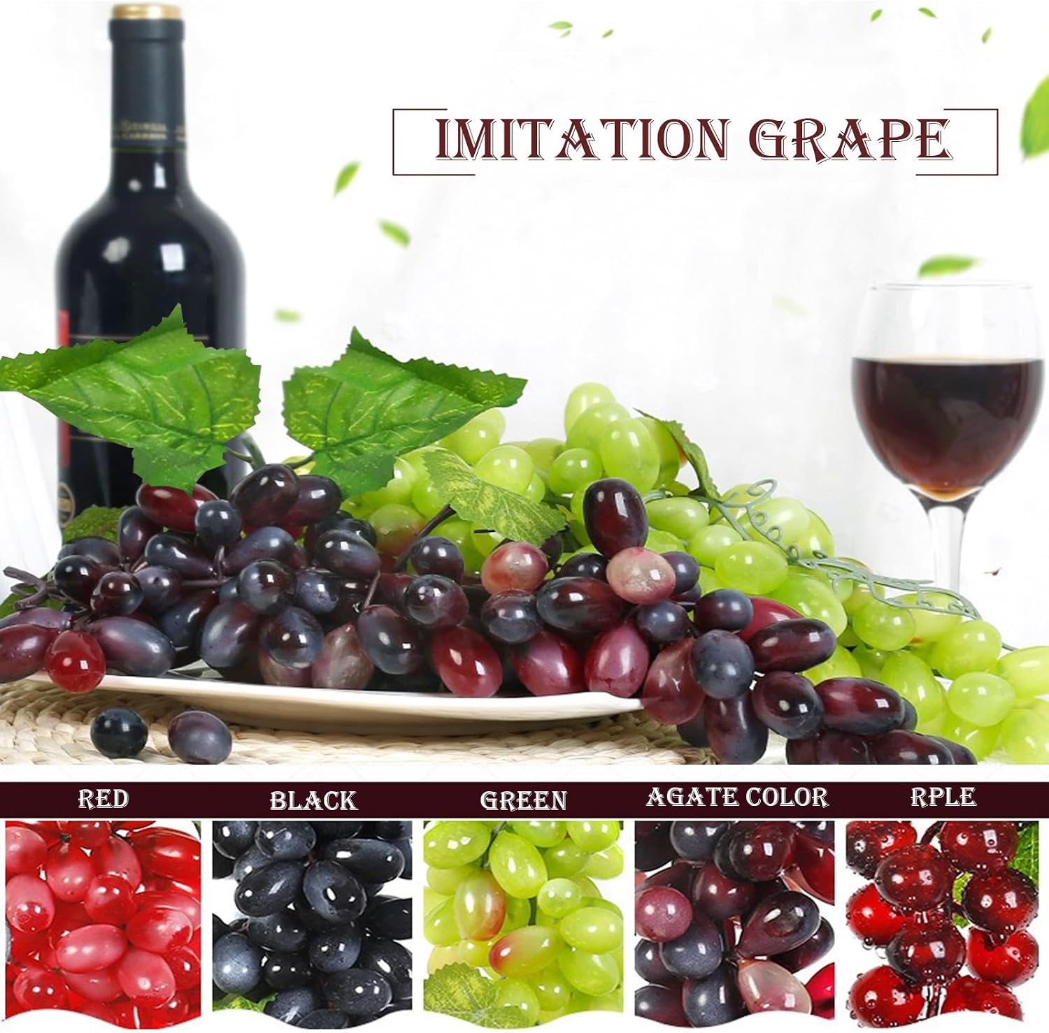 10 Bunches Fake Grapes Grape Hanging Ornaments Lifelike Rubber Grape Bunches Artificial Fruits for Home Kitchen Party Garden Decor Fruit Basket Decoration Food Ornaments Photography Props (5 Colors)