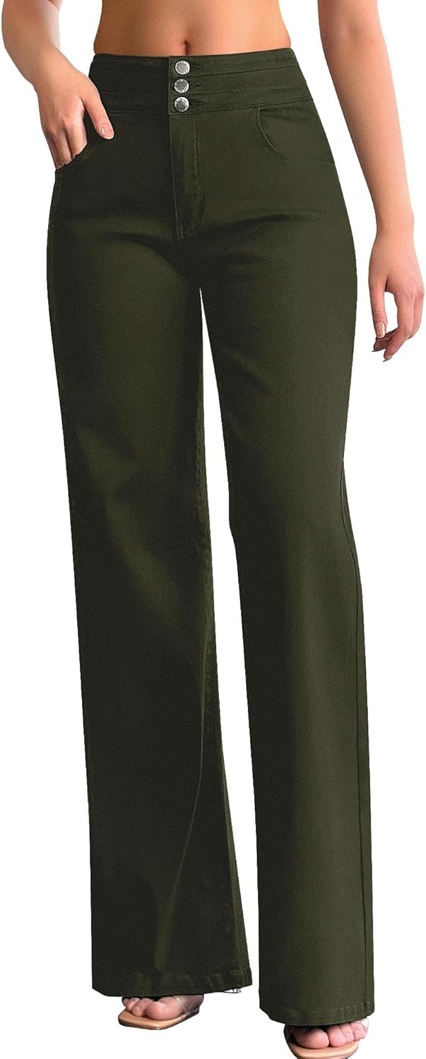 roswear Women's Wide Leg Jeans Casual High Waisted Stretch Baggy Loose Denim Pants - Image 3