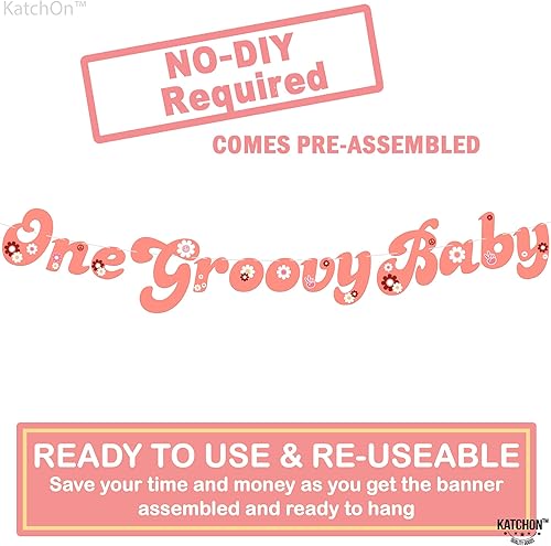 Miniatura 2 de KatchOn, Cartel One Groovy Baby  10 pies  Decoraciones de fiesta Groovy One Girl  Decoraciones de fiesta geniales para niñas  Una pancarta Groovy
