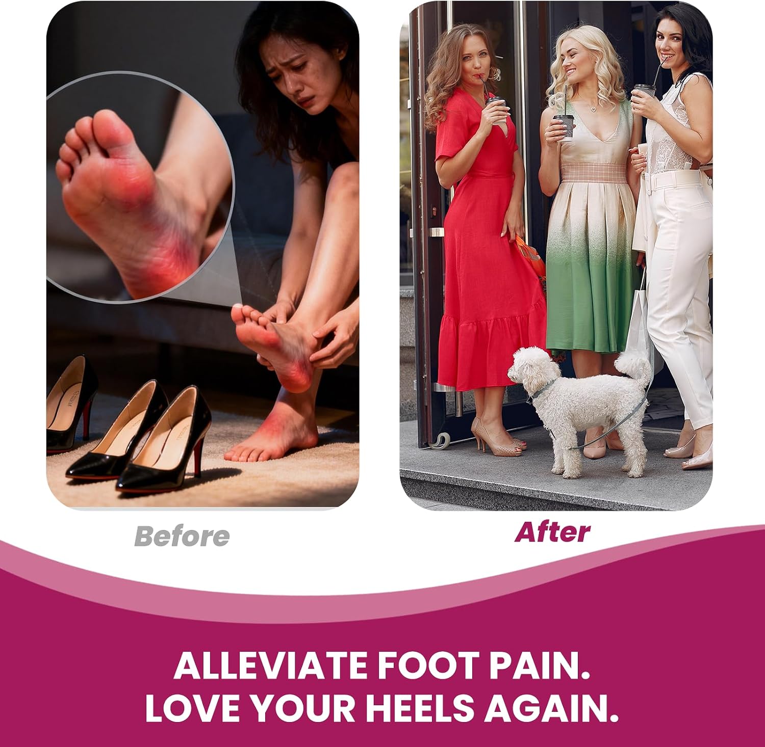 Lightweight Soft Foam Insoles for Heels Women - Bukihome 3/4 Invisible Heels Pads for Foot Pain Fatigue Relief Prevent Slip Forward, Heels Cushion Inserts Shock Absorption for Sandals (M, 2 Pairs)