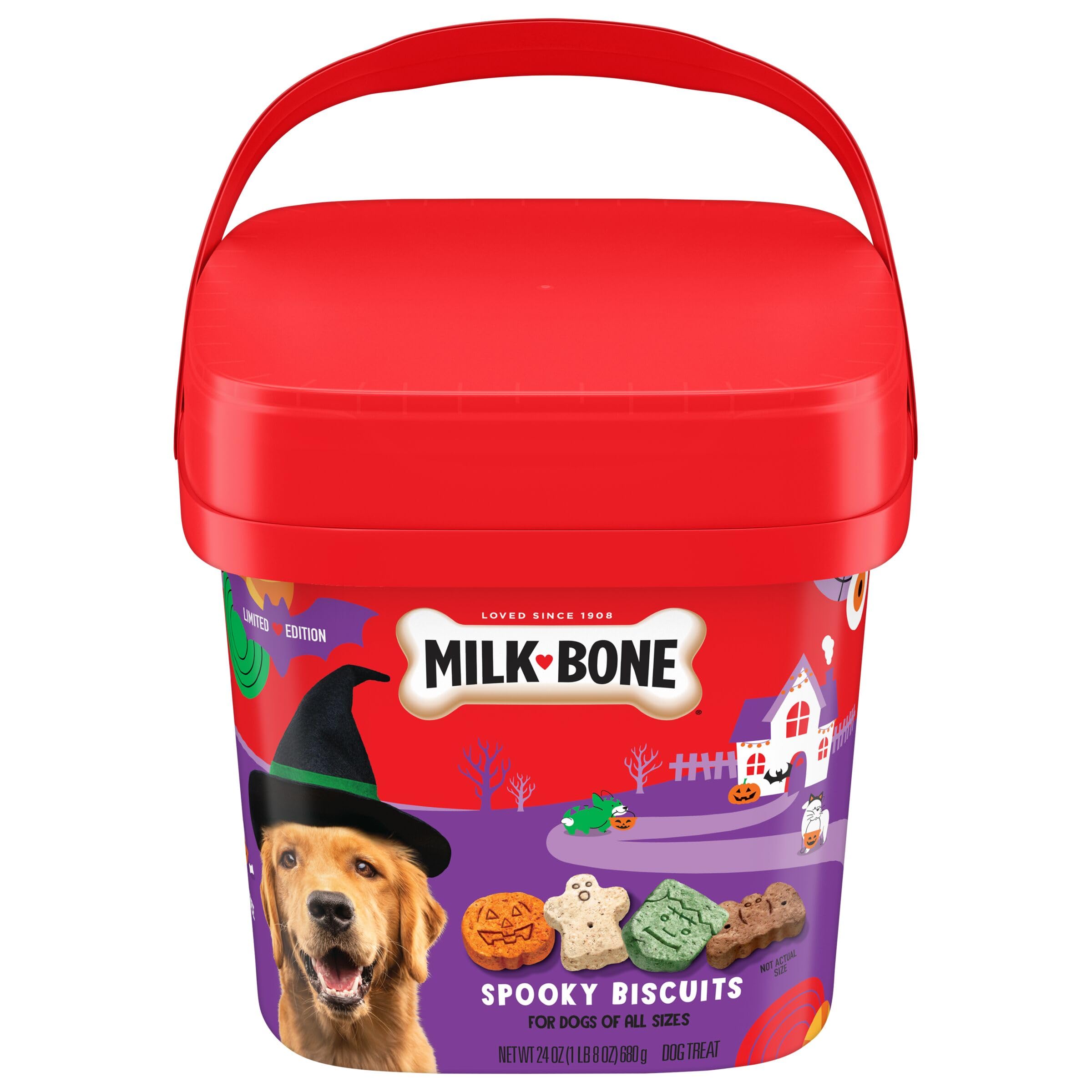 Milk-Bone Spooky Biscuits, Halloween Dog Treats, 24 Oz. Pail