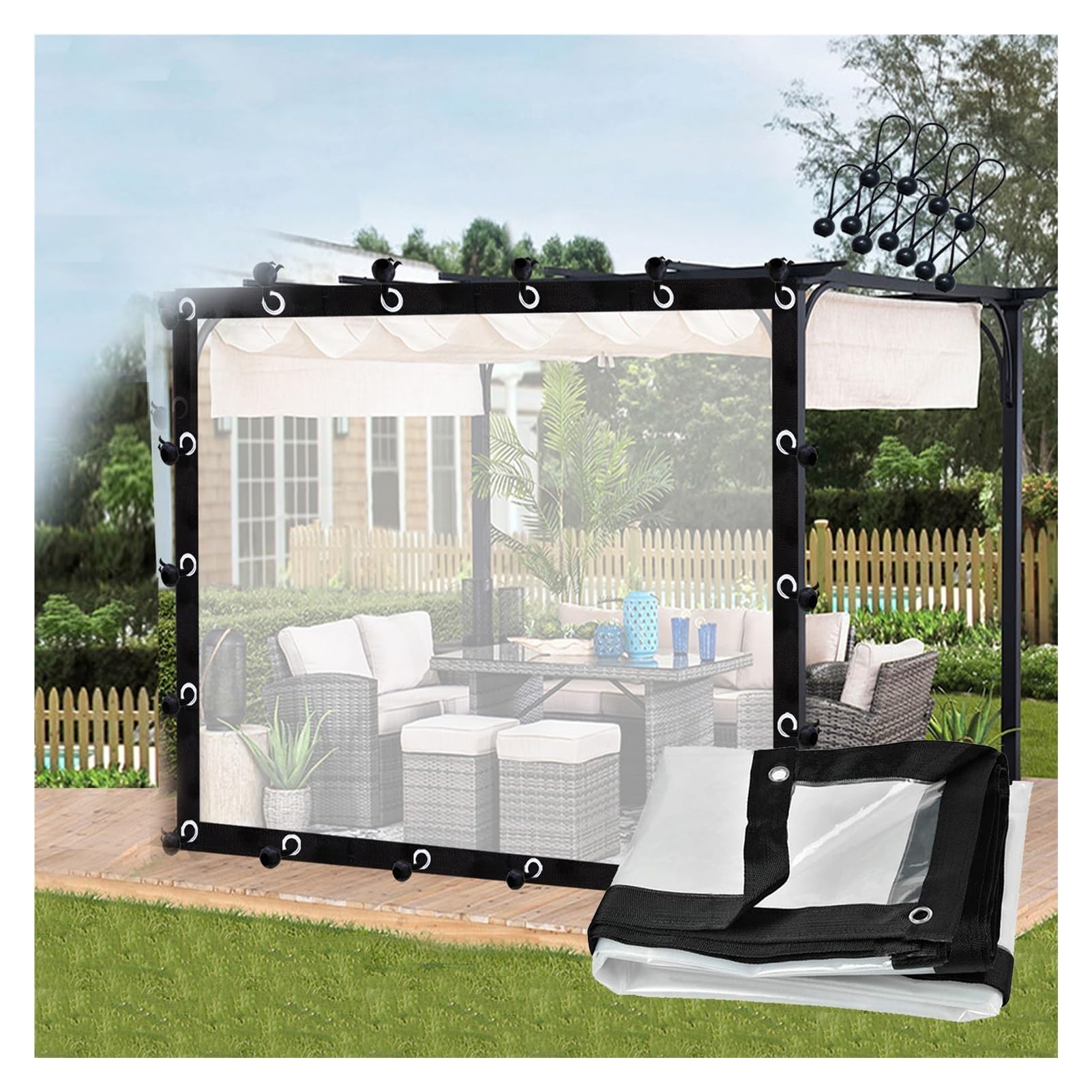 Bâche en PVC transparent bâche imperméable ultra résistante avec œillets métalliques