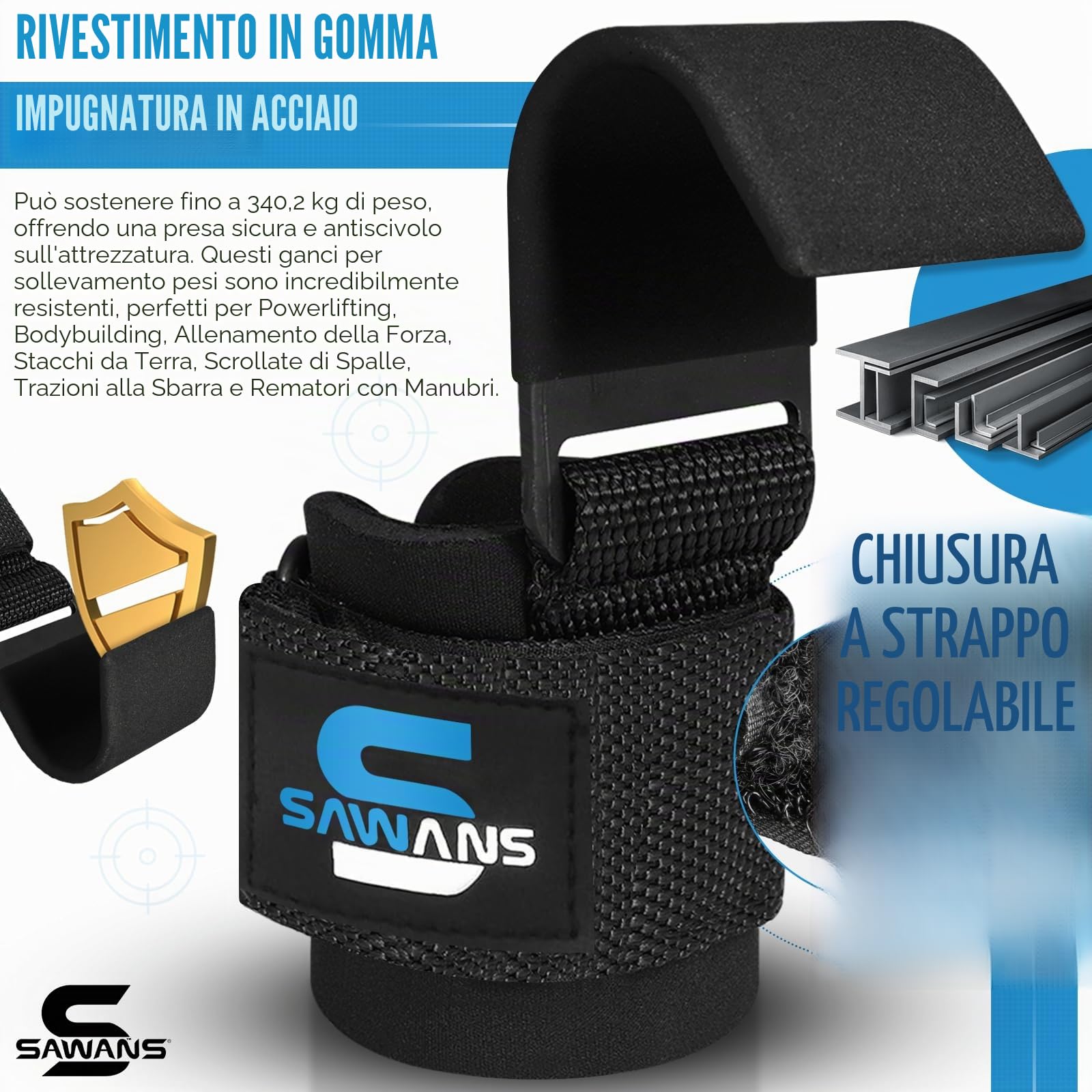 Supporto per il polso con chiusura a strappo per sollevamento pesi