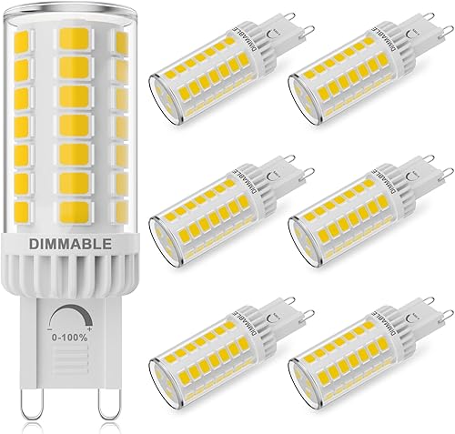 SNBIHIBE Bombilla LED G9 regulable de 4 W, equivalente a bombilla halógena G9 de 40 W, bombilla G9 de cerámica con base bi-pin de 4000 K, brazo