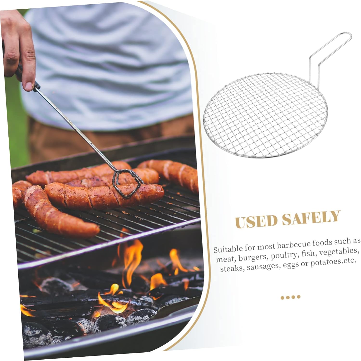 Sosoport Stainless Steel Bbq Grill Mesh Portable Non-stick Barbecue Net for Outdoor Cooking Camping and Picnics for Easy Food Grilling and Preventing Food Loss