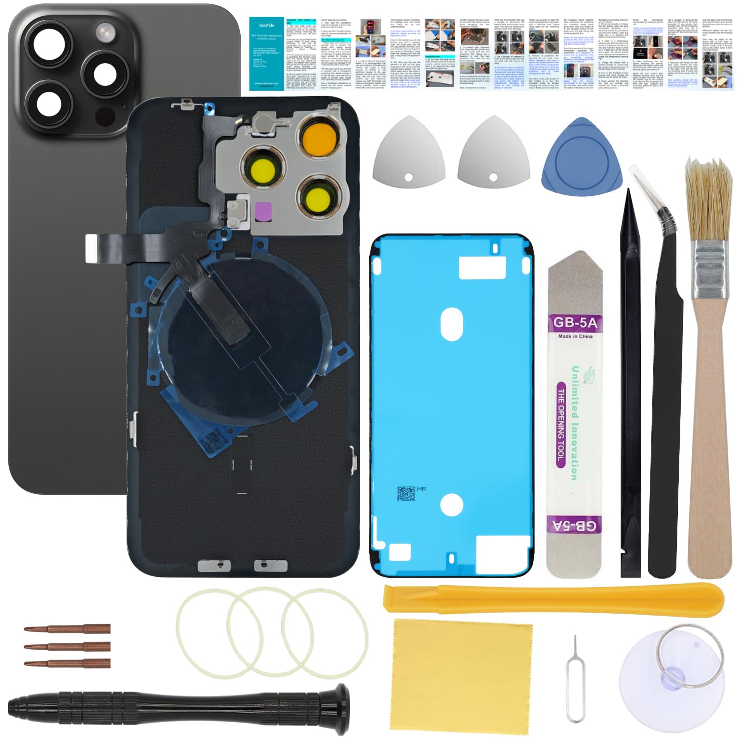 Rear Back Glass Replacement Cover Compatible with iPhone 15 Pro Max 6.7-Inches All Carrie…