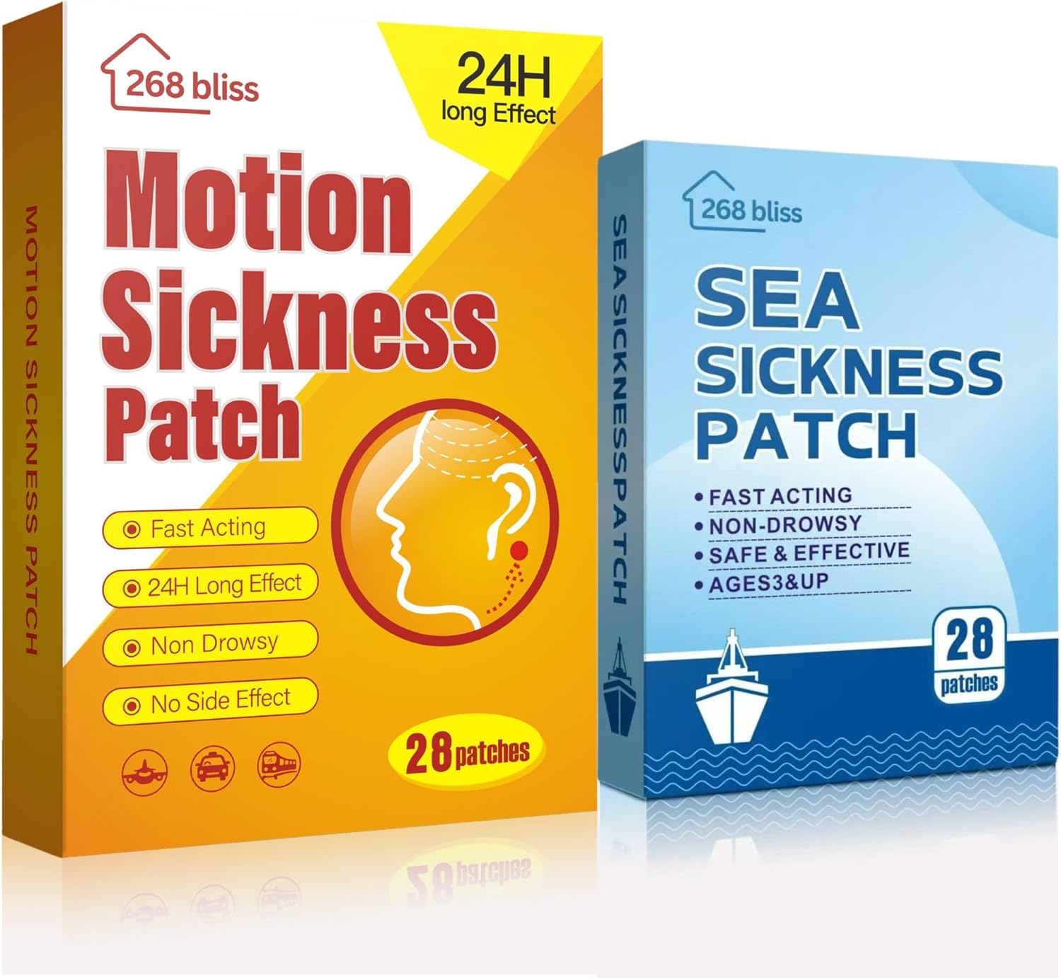 268 Bliss Motion Sickness Patches 28pcs and Sea Sickness Patches 28pcs