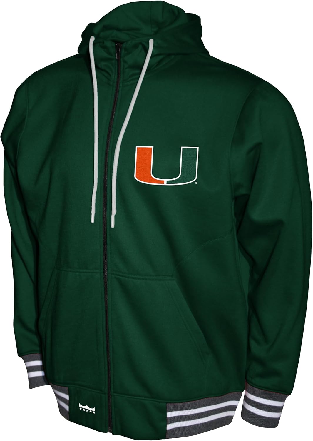 2Bhip NCAA Miami Hurricanes Jacket - Men's Green Full Zip-up Hoodie With Pockets - Campus Jackets