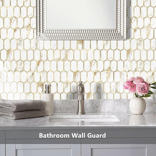 Miniatura 6 de Vamos Tile Azulejos sin costuras para despegar y pegar, 10 hojas para pegar en azulejos para salpicaduras de cocina y baño, azulejos de mosaico de