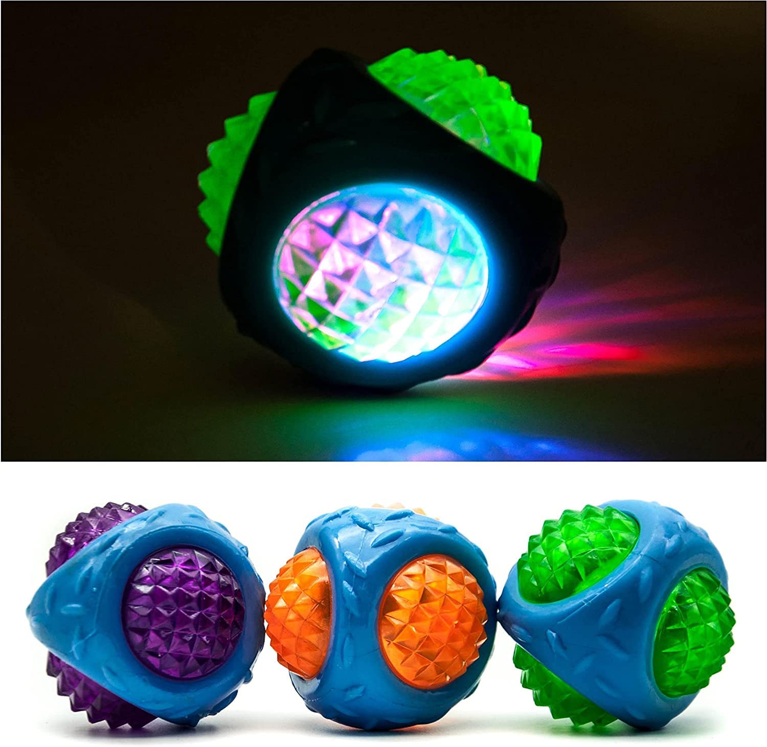 D&C PAWS Light Up Chew Squeaky Sound Football Shape Led Spiked Ball Toys Ideal for Playing and Chewing Dogs and Puppies - Multicolor (Pack of 1) (B0CKXVDSWP) Amazon Price History, Amazon Price Tracker