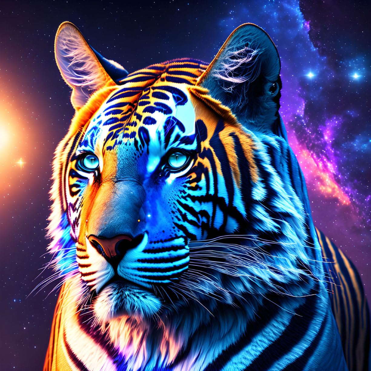 Toile tigre dans l'espace impression haute définition SERENDIPITP