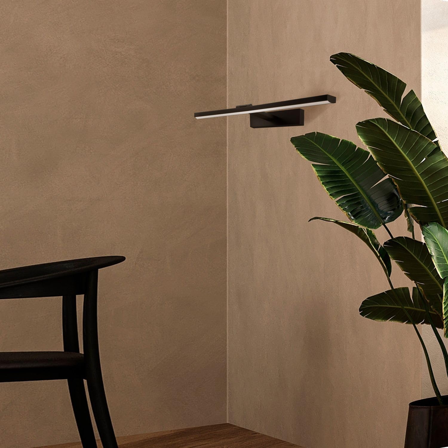LED Spiegellampe Badezimmer Metall 49,5 cm breit Schwarz neutralweißes Licht 4000 K 820 lm Modern Wandlampe Bad Wandleuchte Spiegel