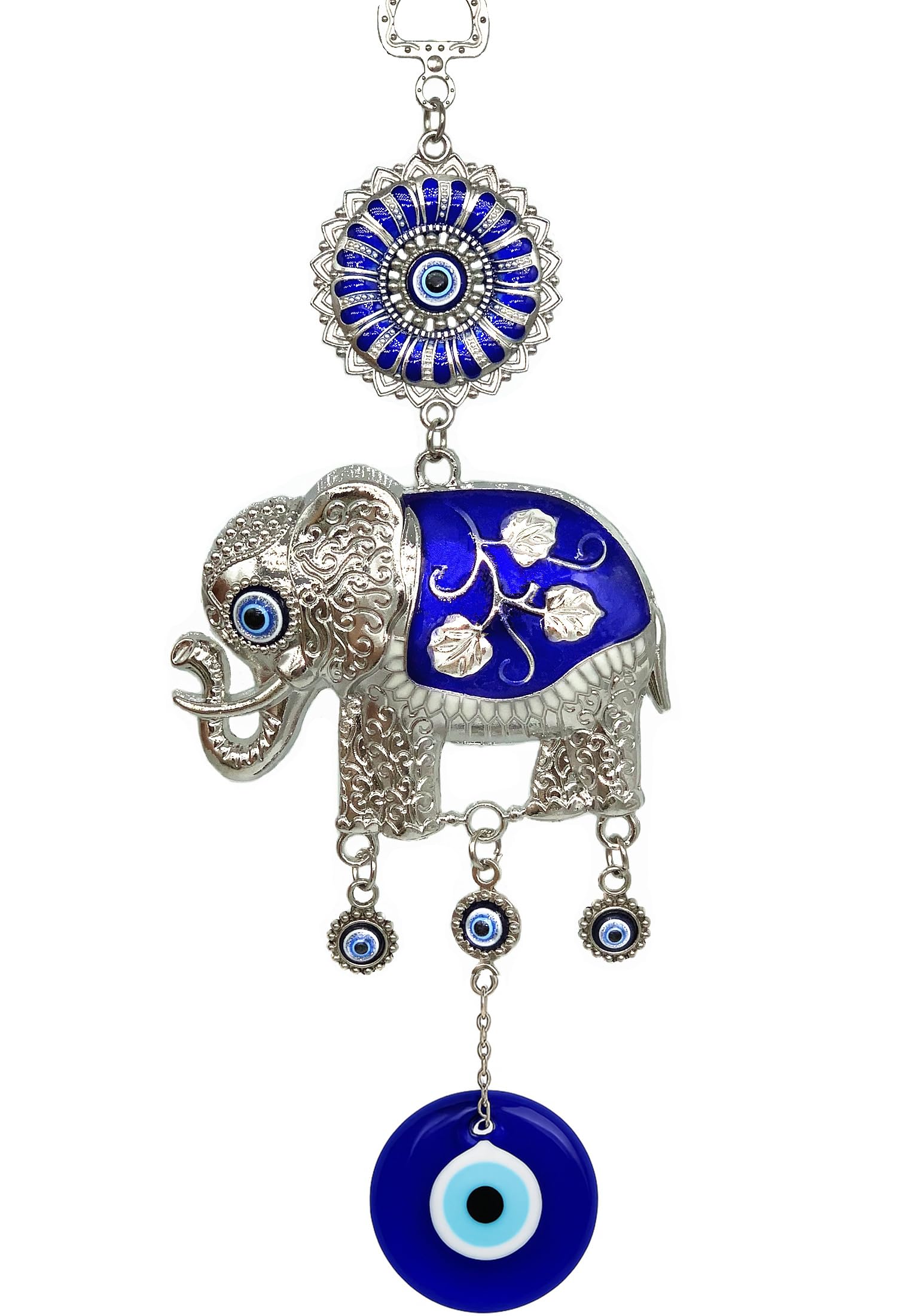 Nevfactory Evil Eye Keychain - Turquoise Elephant With Colorful Beads, Handmade Glass Protection Charm - View #6