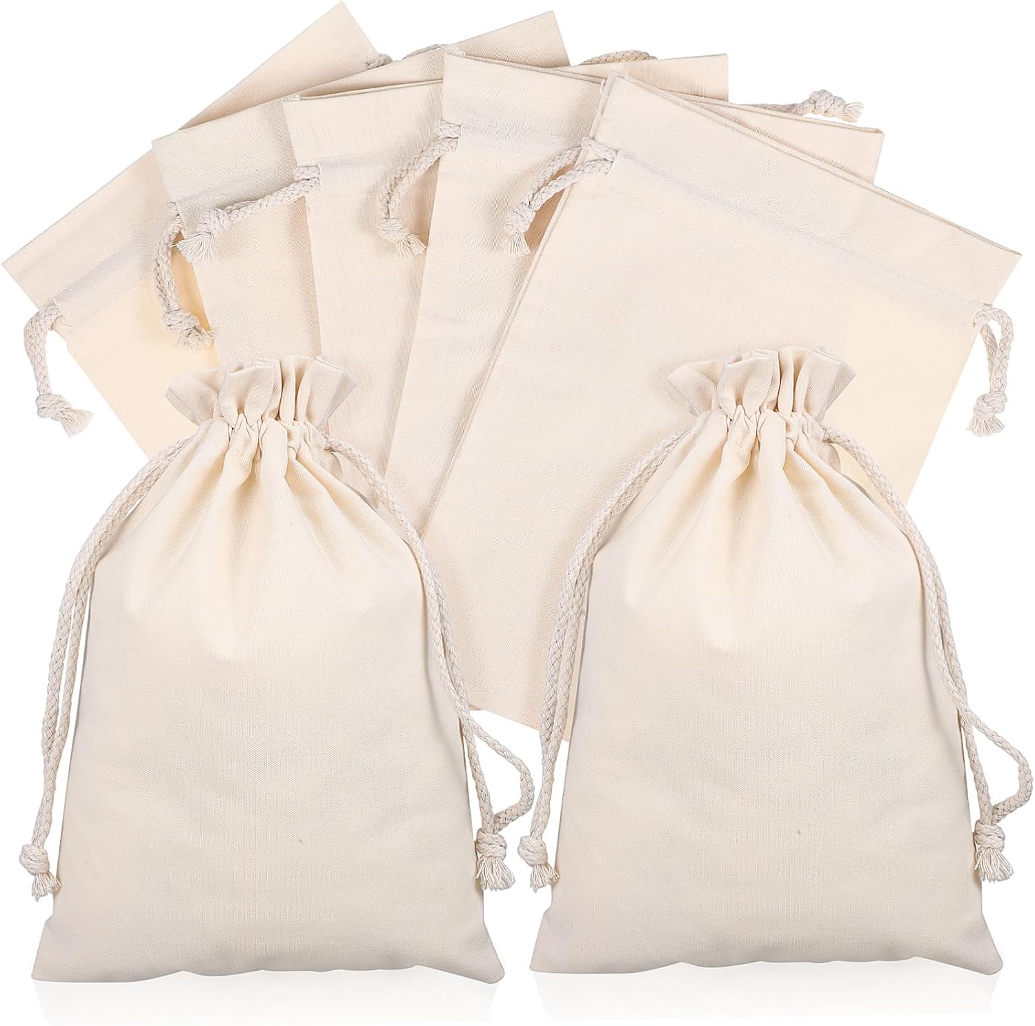 Holibanna 10pcs Cotton Drawstring Bags for Gifts Jewelry Reusable Muslin Pouches