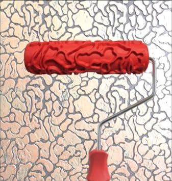 BUUEERR 7" DIY Patterned Paint Roller Decorative Rubber Roller Decorative Art Roller Texture Roller with Plastic Handle - More Than 300 Patterns Pattern AE1