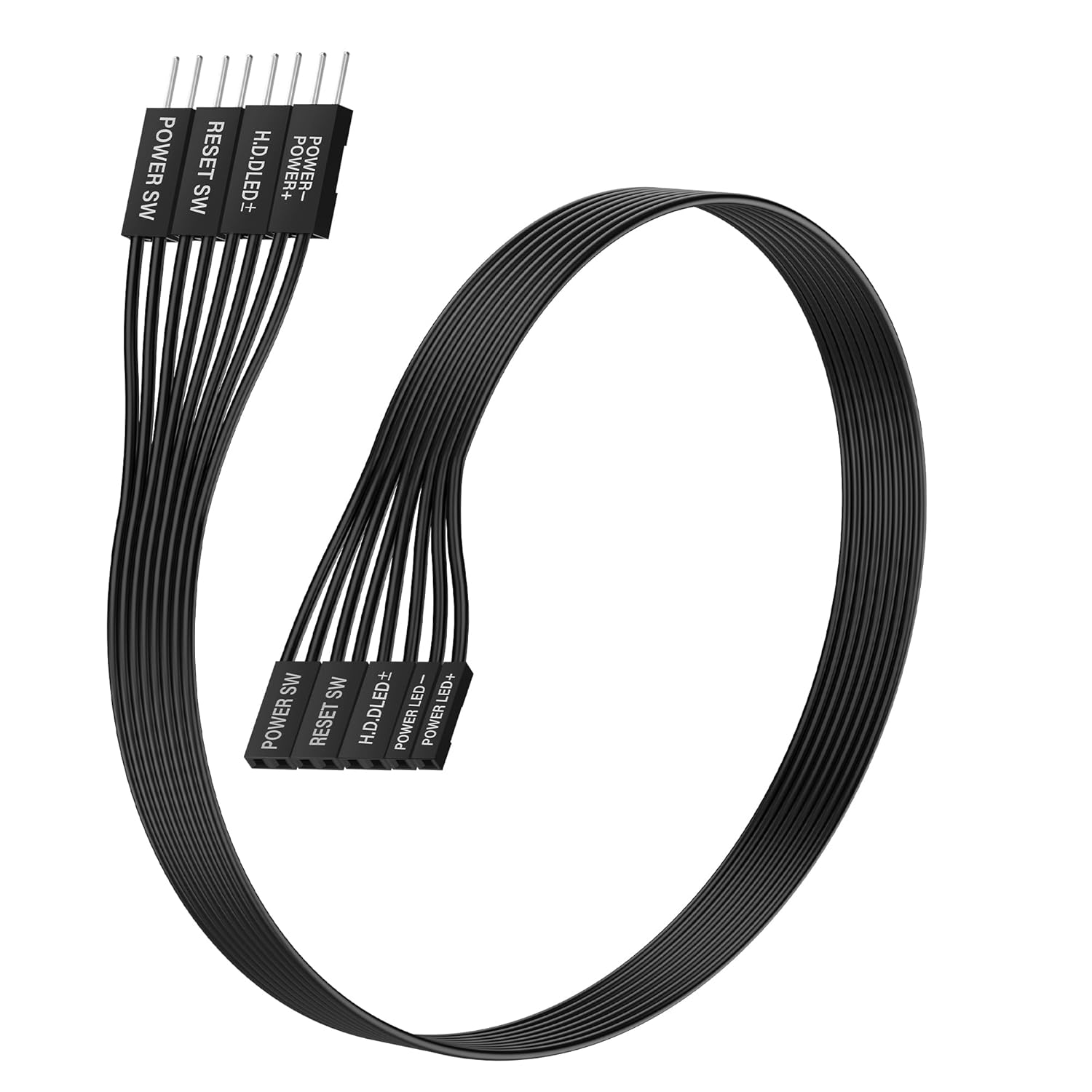 Motherboard Front Panel Extension Cables,22AWG Flat Ribbon for HDD LED+/-, Power LED+/-, Power SW, Reset SW,for Computer Switch Reset HDD Hard Drive 100cm/39.4 in(Black)