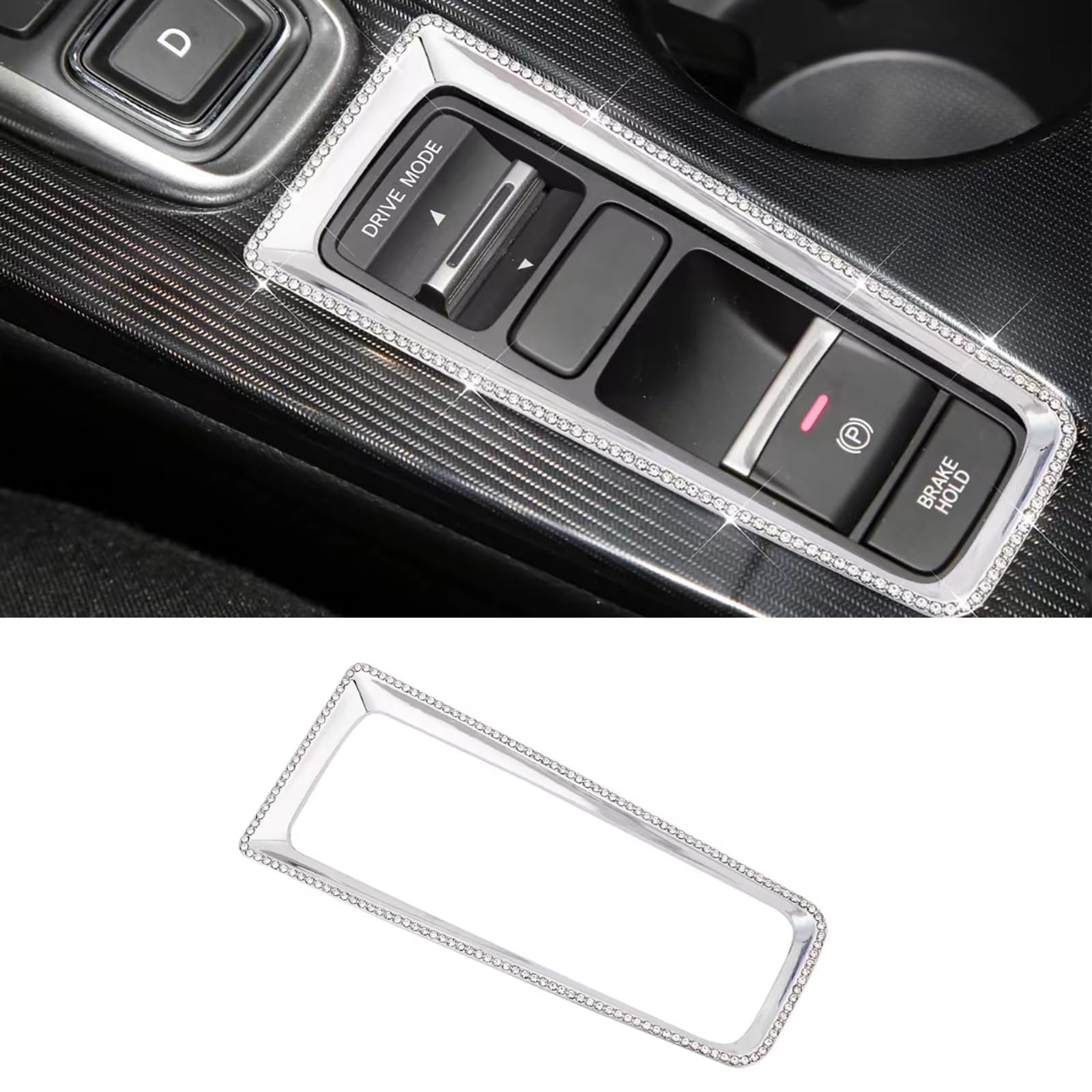 Bling Car Gearbox Panel Frame Cover Sticker Shiny Crystal Decorative Decal Fit for Honda Civic 2022-2024.(Silver 10)