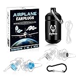 Softvox Airplane Ear Pressure Relief Ear Plugs with Lanyard, Prevent Ear-Pain & Noise Reduction, Plane Travel Essentials Pressure Equalizing Earbuds, 100x Reusable Comfy Earplugs for Adults Kids 12+