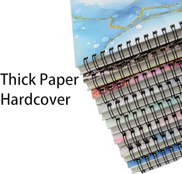 Yansanido Spiral Notebook, 8 Pcs A5 Marble Design Thick Hardcover 7mm College Ruled 80 Sheets -160 Pages Journals for Study and Notes (8 Style A5)