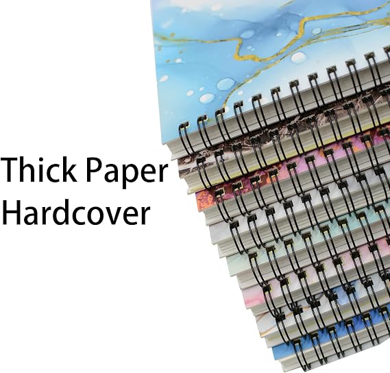 Yansanido Spiral Notebook, 8 Pcs A5 Marble Design Thick Hardcover 7mm College Ruled 80 Sheets -160 Pages Journals for Study and Notes (8 Style A5)