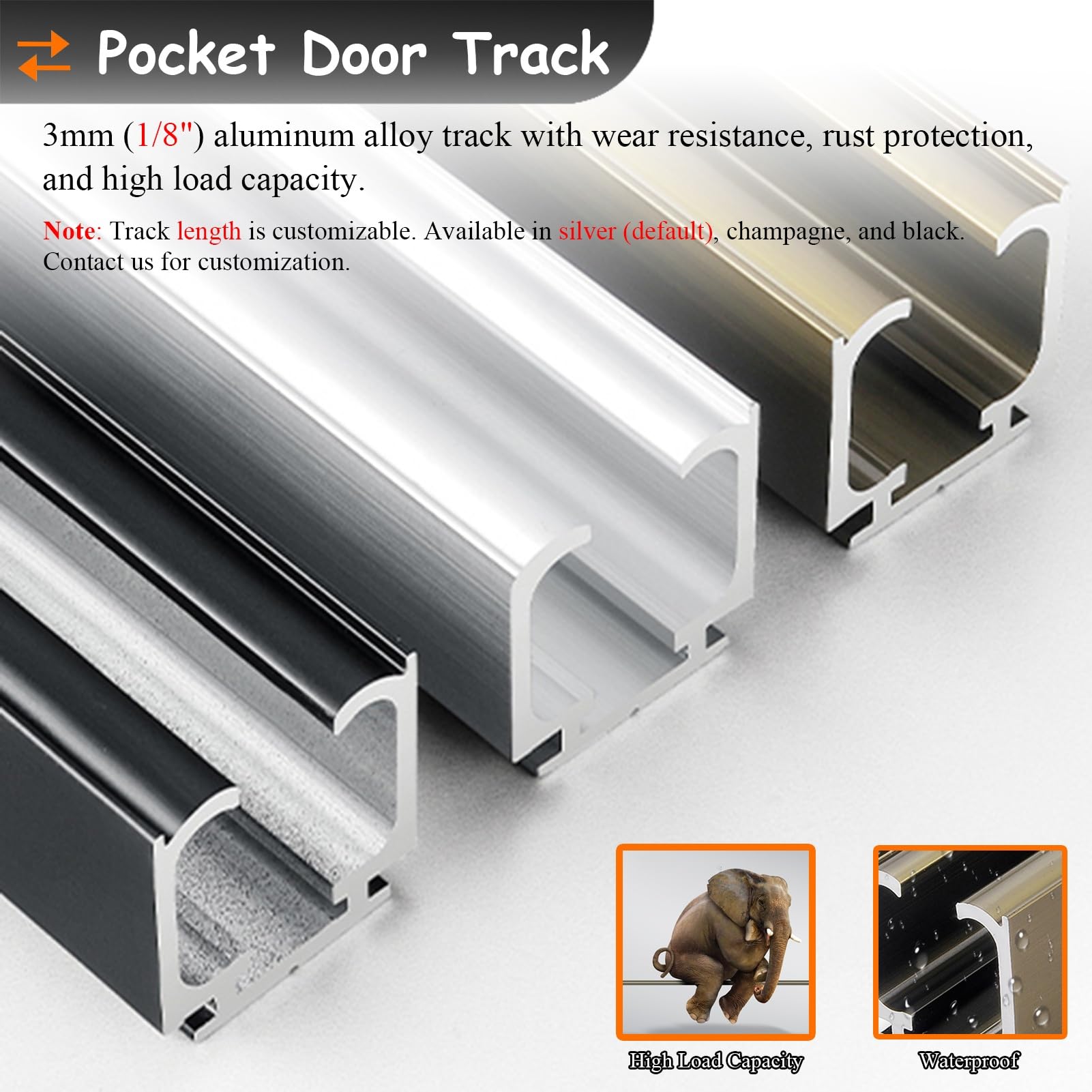 Riel para Puerta corrediza de Vidrio sin Marco con Cierre Suave - Kit de herrajes para Puerta corrediza de Granero de 60 Pulgadas, Montaje Superior Personalizable, Acabado Negro para baños e
