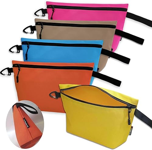 Paquete de 5 bolsas de herramientas, almacenamiento y organización de utilidad. Bolsa de lona con cremallera de lona afilada