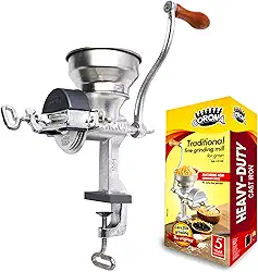 Moedor de milho Corona com funil baixo, moedor de grãos, moedor manual para milho, arroz, soja, pimenta, grão de bico, moedor de trigo de ferro fundido para uso doméstico