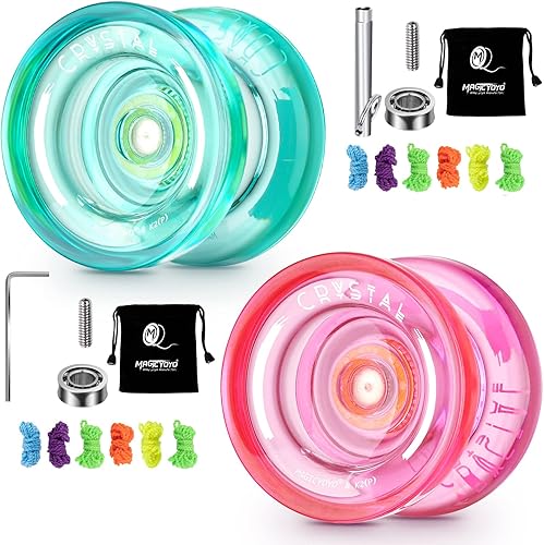 Miniatura 5 de MAGICYOYO K2 Crystal Yoyo - Paquete de 2 yoyos sensibles para niños principiantes, Yoyo de doble propósito para avanzados intermedios+12 cuerdas
