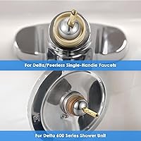 Vista 3 de Dreyoo Kit de reparación de grifo de un solo mango con válvulas de bola de acero inoxidable RP212 y manijas de perilla, compatible con grifos