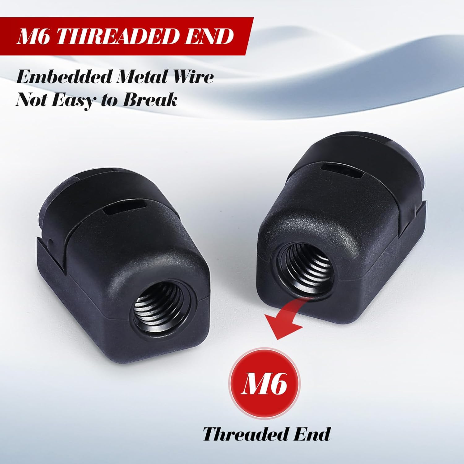 Vepagoo 4PCS M6 Female Thread Gas Strut Connector Jiont Nylon End Fittings fit for 10MM Ball Socket, Straight Detachable Shock Lift Connector Accessories