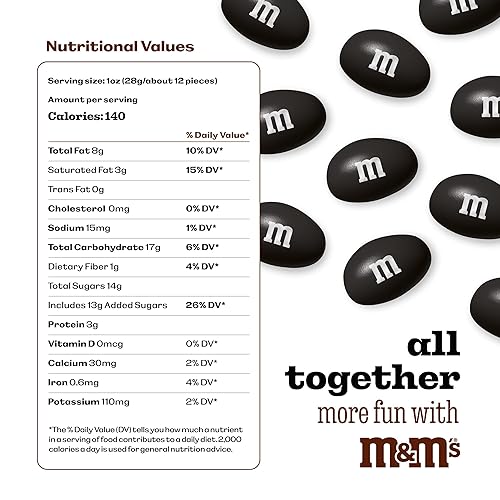 Miniatura 2 de M&M'S Caramelos de chocolate negro de maní  2 libras de caramelos a granel en paquete resellable para Pascua, bufé de dulces, fiestas de cumpleaños,