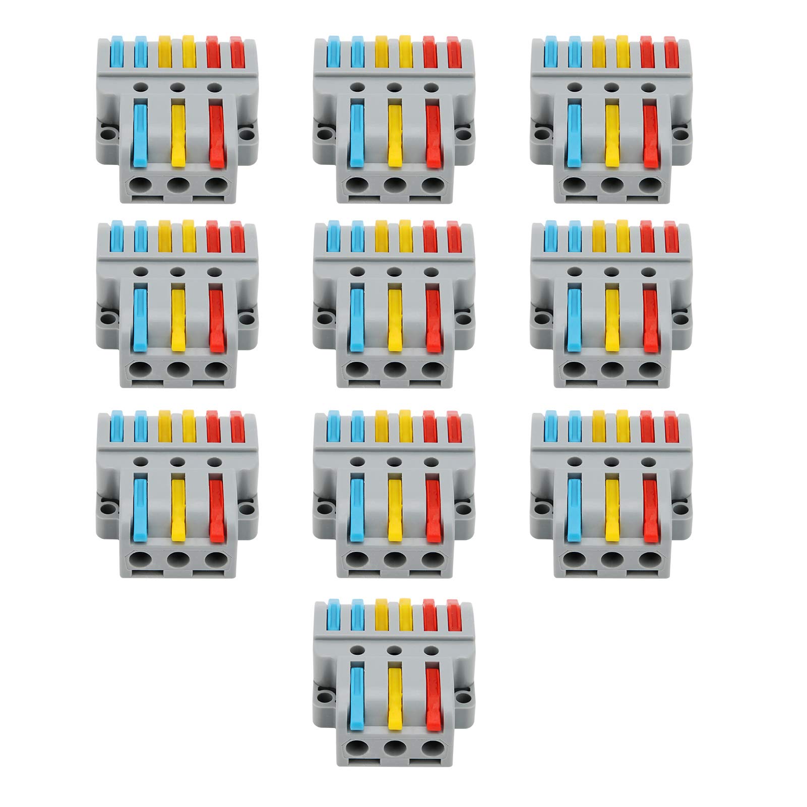 Connecteur de fil rapide 10 pièces, 3 entrées et 6 sorties Connecteurs électriques de câblage rapide couleur LT-633 Borne à pince de bloc de fils