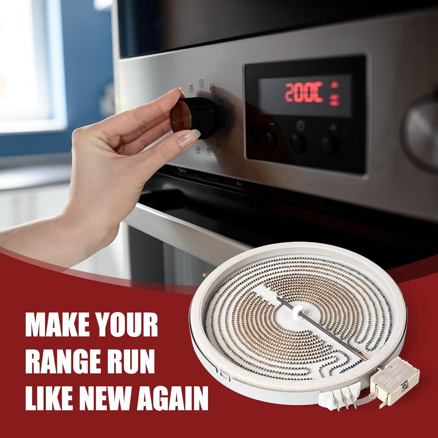 UPGRADE MEE62385201 DG47-00067A 10in Dual Radiant Surface Element Compatible with Samsung Stove Heating Element, Fit for LG Samsung Stove Replacement Parts Top Burner AP5683233, MEE64286201 - Image 7